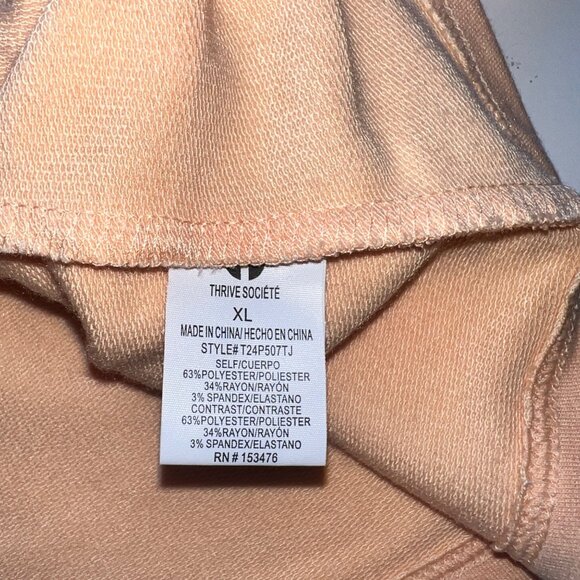 Thrive Société Peach Long-Sleeve Sweatshirt w/ Drawstring Hem Womens Size XL - Picture 5 of 7